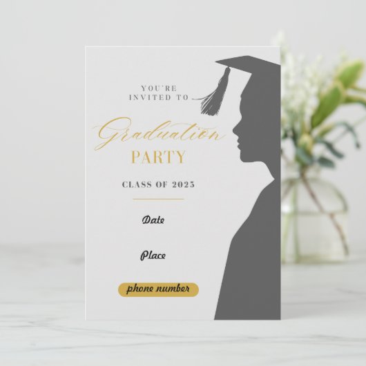 Klasse van 2025 Uitnodiging voor afstudeerfeest (Staand voorkant)