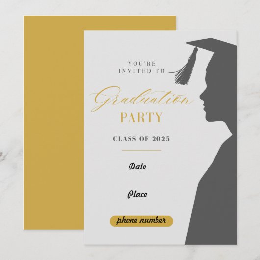 Klasse van 2025 Uitnodiging voor afstudeerfeest (Voorkant / Achterkant)