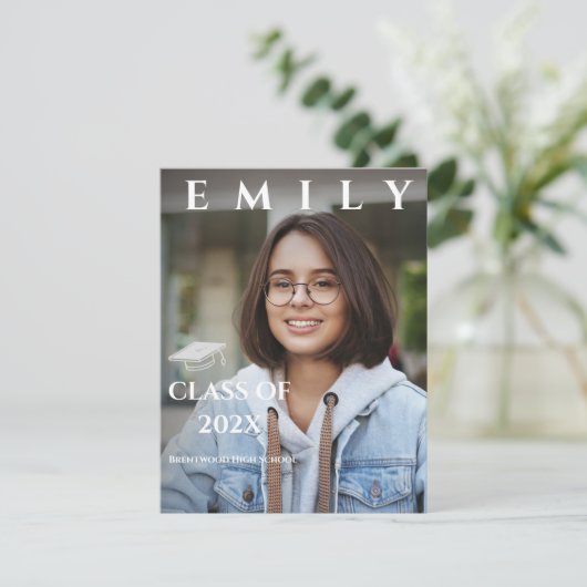 Klasse van 2025 Uitnodiging voor fotoafstudeerfees (Staand voorkant)