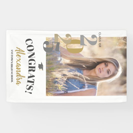 Klasse van 2025 Verticale foto Afstuderen Spandoek (Horizontaal)