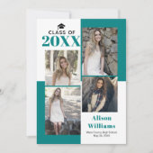 Klasse van 2025 vier foto's blauwgroen blauw afstu aankondiging (Voorkant)