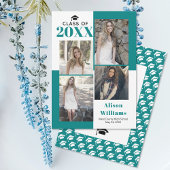 Klasse van 2025 vier foto's blauwgroen blauw afstu aankondiging