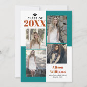 Klasse van 2025 vier foto's blauwgroen, roest afst aankondiging (Voorkant)