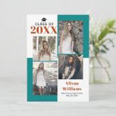 Klasse van 2025 vier foto's blauwgroen, roest afst aankondiging (Staand voorkant)