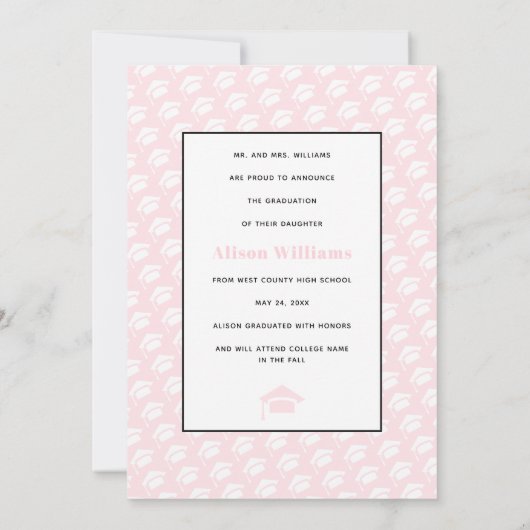 Klasse van 2025 vier foto's blush roze afstuderen aankondiging (Achterkant)