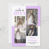 Klasse van 2025 vier foto's lavendel afstuderen aankondiging (Voorkant)