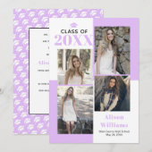 Klasse van 2025 vier foto's lavendel afstuderen aankondiging (Voorkant / Achterkant)