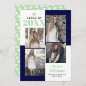 Klasse van 2025 vier foto's marine, munt afstudere aankondiging (Voorkant / Achterkant)