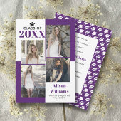 Klasse van 2025 vier foto's paarse afstuderen aankondiging
