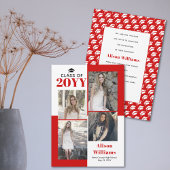 Klasse van 2025 vier foto's rood afstuderen aankondiging