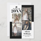 Klasse van 2025 vier foto's zwart, wit afstuderen aankondiging (Voorkant)