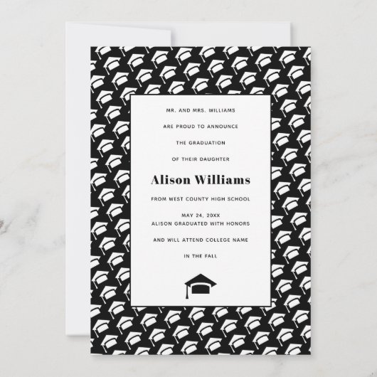 Klasse van 2025 vier foto's zwart, wit afstuderen aankondiging (Achterkant)