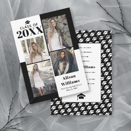 Klasse van 2025 vier foto's zwart, wit afstuderen aankondiging