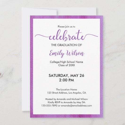 Klasse van 2025 Violet Graduation Party Kaart (Achterkant)
