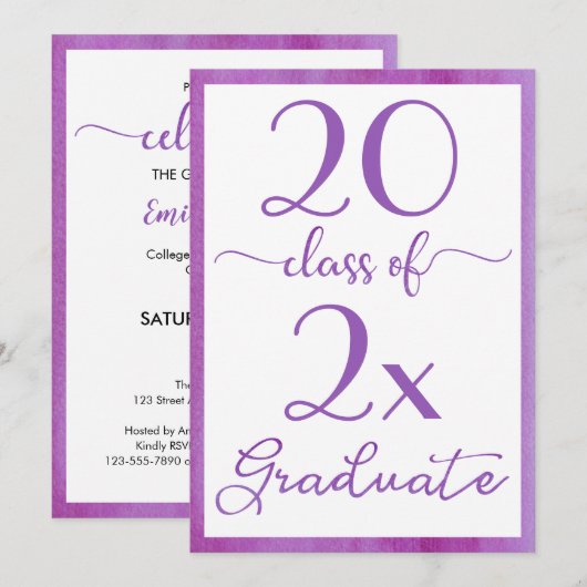 Klasse van 2025 Violet Graduation Party Kaart (Voorkant / Achterkant)