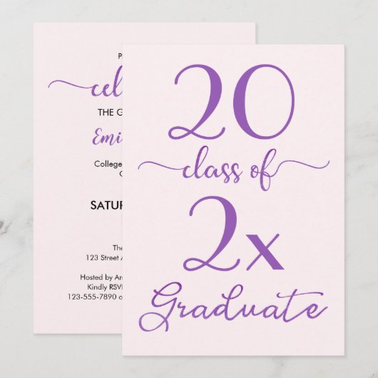 Klasse van 2025 Violet Pink Graduation Party Kaart (Voorkant / Achterkant)