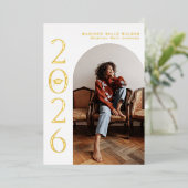 Klasse van 2025 White Arch Lijst Afstuderen Folie Uitnodiging (Staand Voorkant)