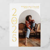 Klasse van 2025 White Arch Lijst Afstuderen Folie Uitnodiging (Voorkant)