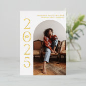 Klasse van 2025 White Arch Lijst Afstuderen Folie Uitnodiging (Staand Voorkant)