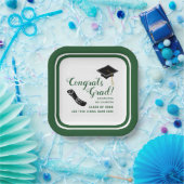 Klasse van 2025 Witte en Groene Congrats Afstudeer Papieren Bordje (Feest)