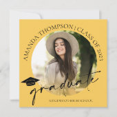 Klasse van 2025 Yellow Photo Afstuderen aankondigi Kaart (Voorkant)