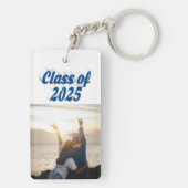 Klasse van 2025 zee blauw tekst afstuderen foto sleutelhanger (achterkant)