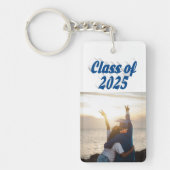 Klasse van 2025 zee blauw tekst afstuderen foto sleutelhanger (Voorkant)