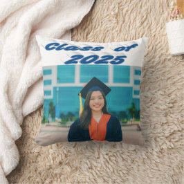 Klasse van 2025 zee blauw typografie afstuderen fo kussen