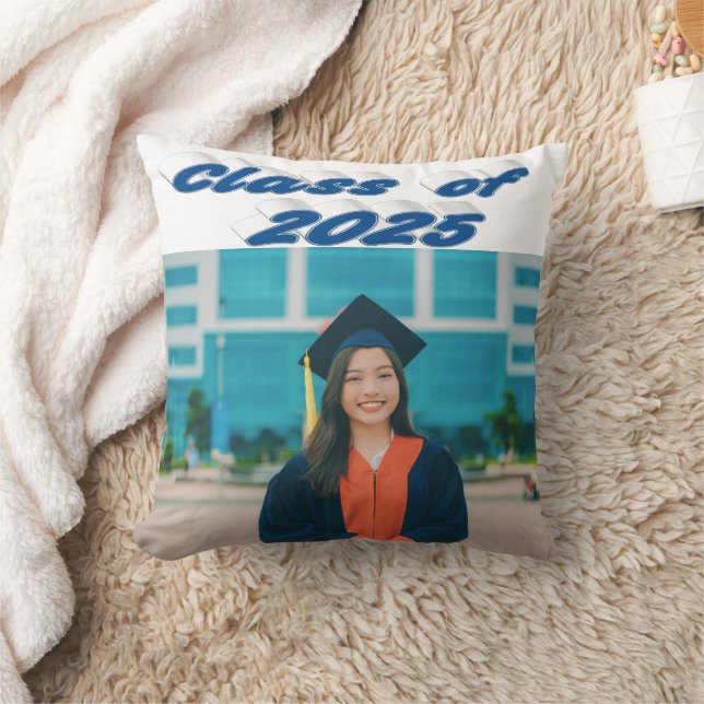 Klasse van 2025 zee blauw typografie afstuderen fo kussen (Deken)