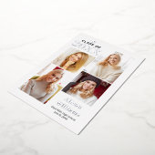 Klasse van 2025 zilveren folie afstuderen 4 foto's folie uitnodiging (Gedraaid)