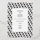 Klasse van 2025 zilveren folie afstuderen 4 foto's folie uitnodiging (Achterkant)