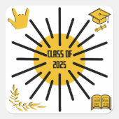 Klasse van 2025 - Zonneschijn Vierkante Sticker (Voorkant)
