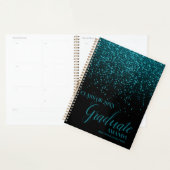 Klasse van 2025 Zwart Blauwgroen Glitter Afstudere Planner (Display)