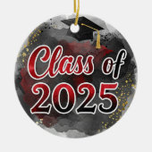 Klasse van 2025 zwart en rood ornament (Voorkant)