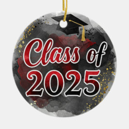 Klasse van 2025 zwart en rood ornament
