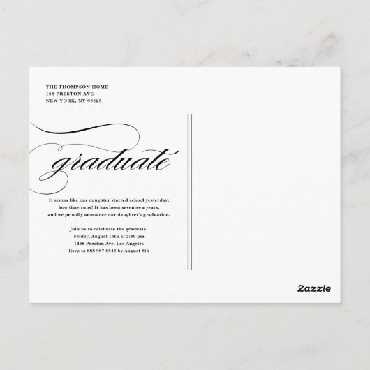  Klasse van 2025 Zwart Foto Afstuderen Briefkaart (Achterkant)