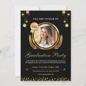 Klasse van 2025 Zwart & Goud Elegant Afstuderen Kaart (Voorkant)