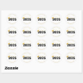 Klasse van 2025 Zwart Gouden afstuderen Stijlvol Ronde Sticker (Vel)