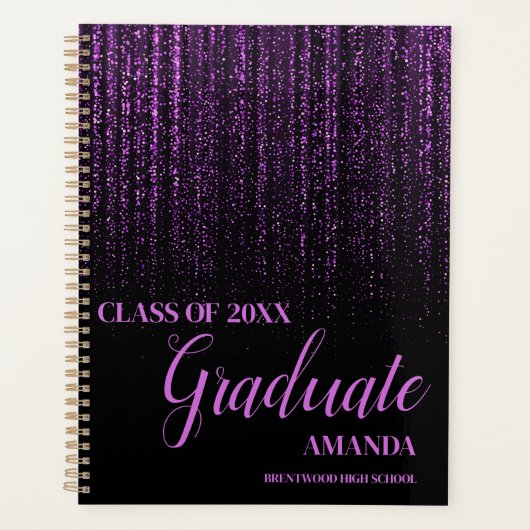 Klasse van 2025 Zwart Paarse Glitter Afstuderen Gi Planner (Voorkant)