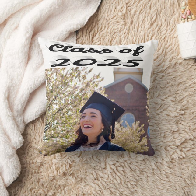 Klasse van 2025 zwart script afstuderen foto kussen (Deken)
