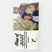 Klasse van 2025 zwart script afstuderen foto spandoek (Verticaal)