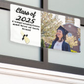 Klasse van 2025 zwart script afstuderen foto spandoek (Buitenkant Gebouw)