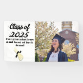 Klasse van 2025 zwart script afstuderen foto spandoek (Horizontaal)