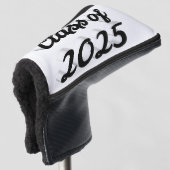Klasse van 2025 zwart script afstuderen golfheadcover (3/4 voorkant)