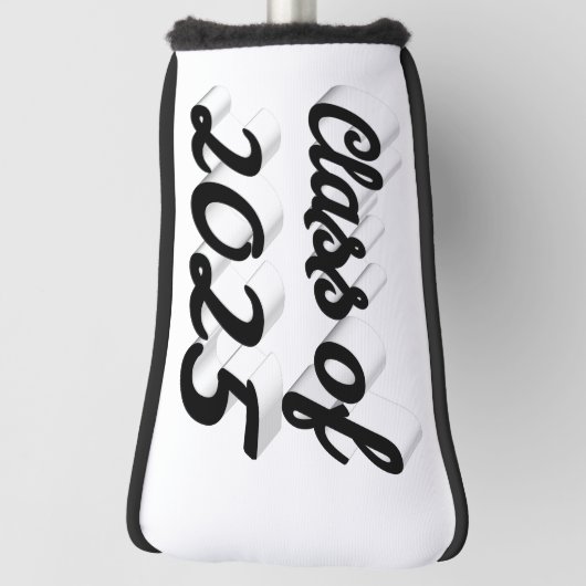 Klasse van 2025 zwart script afstuderen golfheadcover (Draai 90)