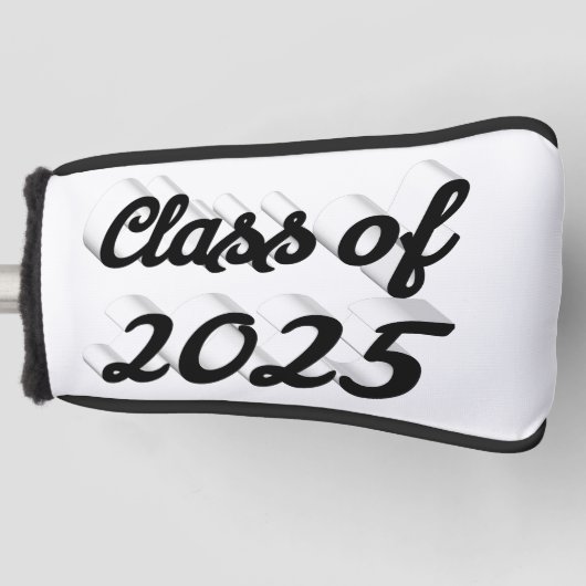 Klasse van 2025 zwart script afstuderen golfheadcover (Voorkant)