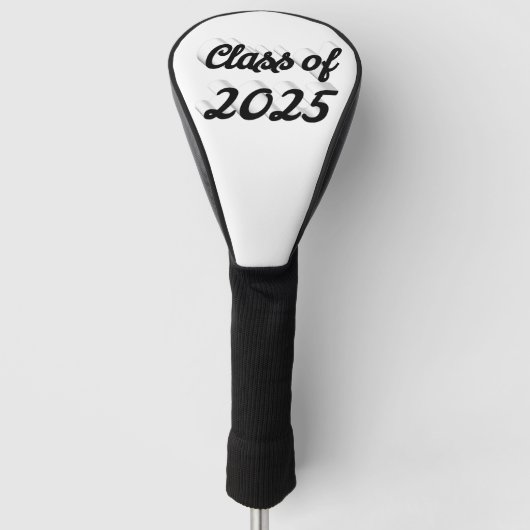 Klasse van 2025 zwart script afstuderen golfheadcover (Voorkant)