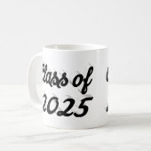 Klasse van 2025 zwart script afstuderen koffiemok (Voorkant links)