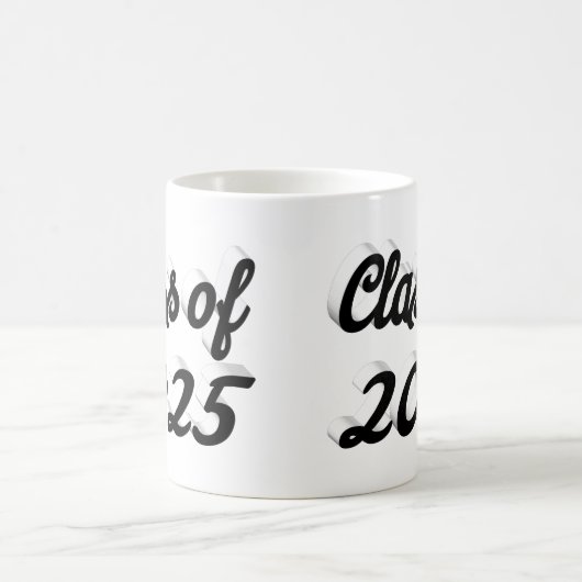 Klasse van 2025 zwart script afstuderen koffiemok (Center)