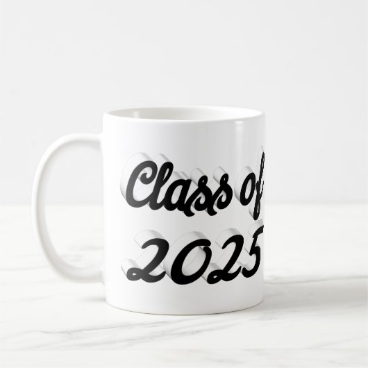 Klasse van 2025 zwart script afstuderen koffiemok (Links)